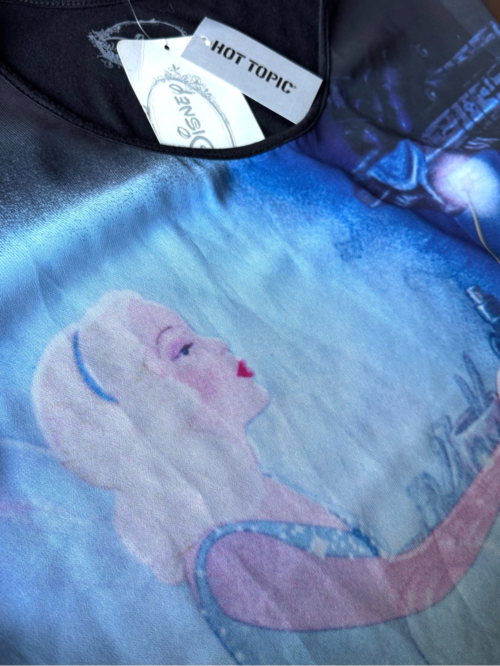 Disney Pinocchio Blue Fairy Hot Topic Tunic Top L NWT Sheer Hi Low